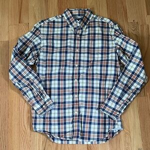 Banana Republic Shirt Mens Medium Blue Plaid Button Up Casual Preppy Cotton